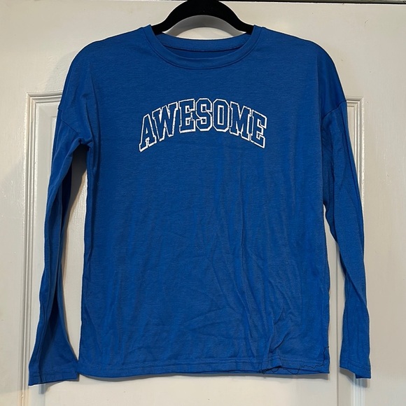 Vibrant Blue Long Sleeve Tees with Graphic Design - Picture 1 of 8